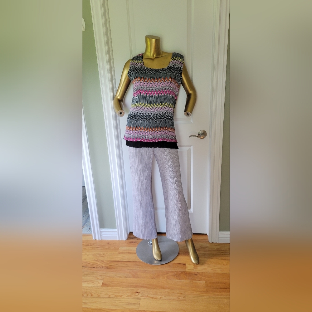New Crinkle Pleated Stretch Tank Top And Pants Plus Sz XL XXL